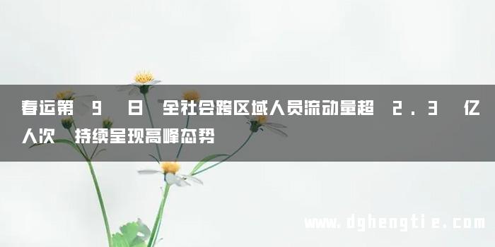 春运第 9 日 全社会跨区域人员流动量超 2.3 亿人次 持续呈现高峰态势